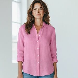 J.McLaughlin 100% Linen Button Down Shirt Pink NWOT Women’s Small